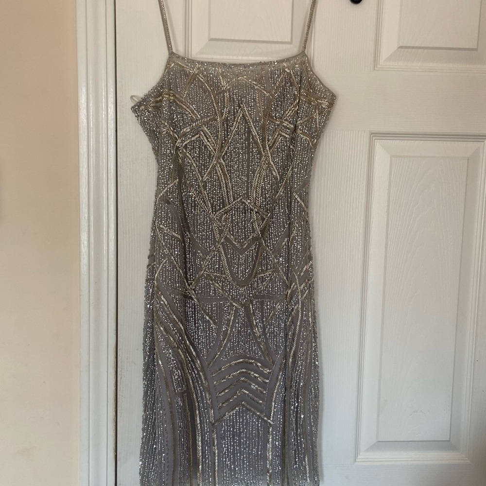 Black Label Silver Beaded Mini Dress